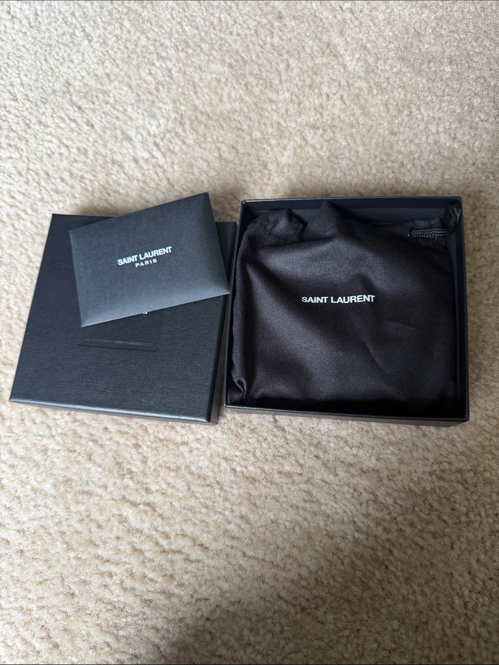 Saint Laurent Taupe Leather Compact Wallet with Gold YSL Emblem - Picture 3 of 4
